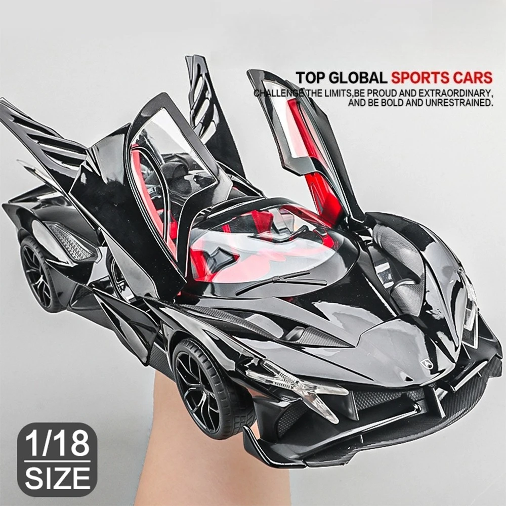 

1:18 EVO 918 Martini, модель спортивного автомобиля, игрушки из сплава, литые под давлением суперкары, звуковой свет, двери, открытые модели украшения дома