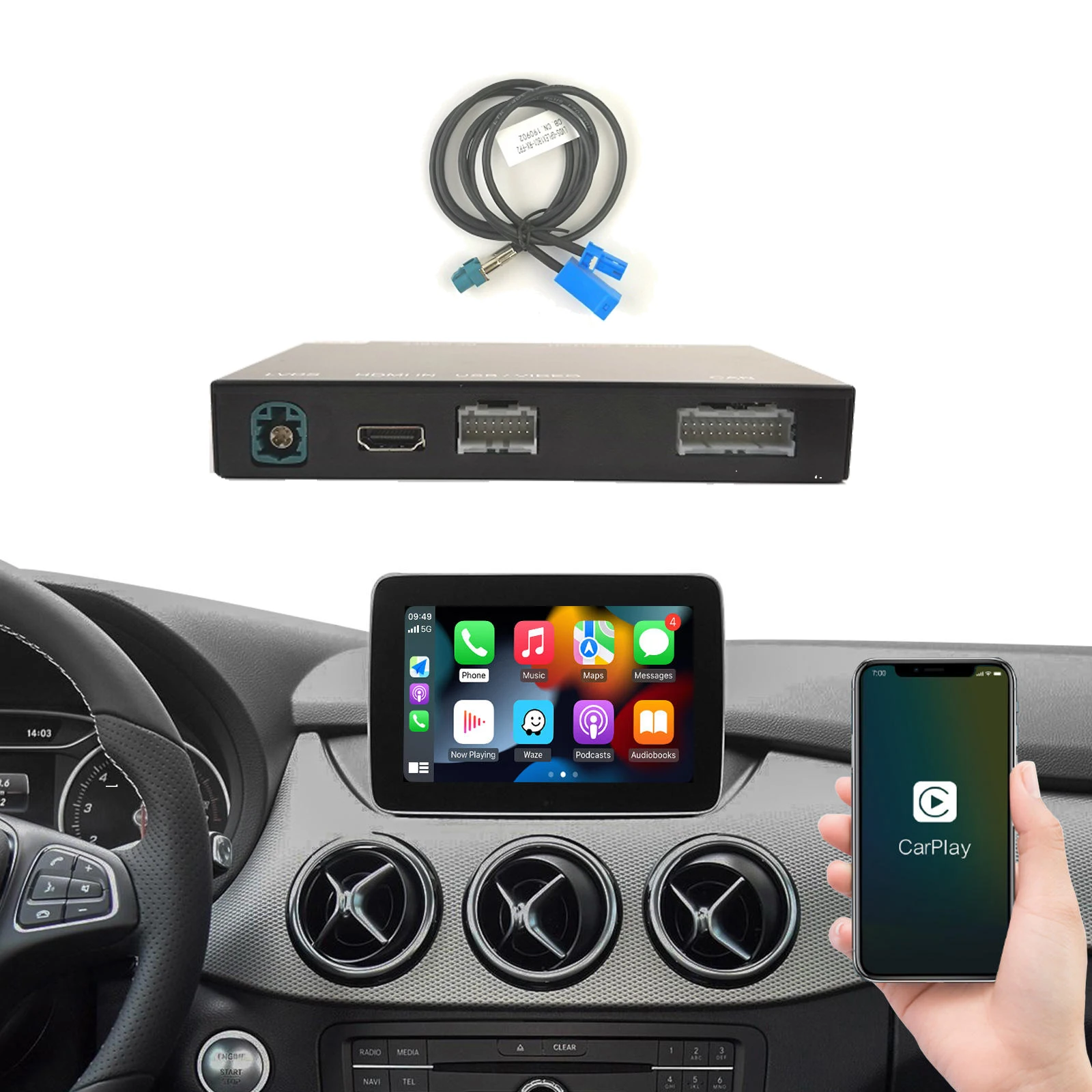 Wireless Carplay Android Auto Interface Decoder CarPlay Android Auto Camera Interface Phone Radio Multimedia Video Box
