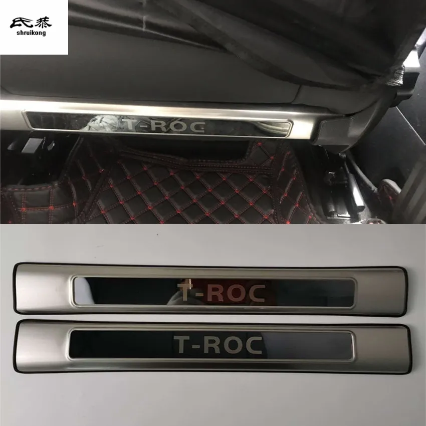 2PCS/SET Stainless Steel For 2017-2022 Volkswagen VW T-ROC A11 Car Rear Seat Kick Protection Pedal Decoration Cover