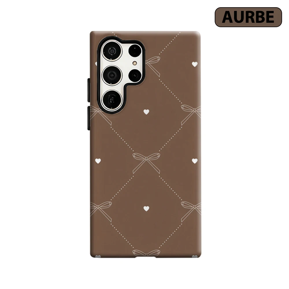 Mocha Bows Phone Case for Samsung Galaxy S26 S25 Ultra S24 S23 Ultra Plus Shockproof Double Layer Tough Back Cover