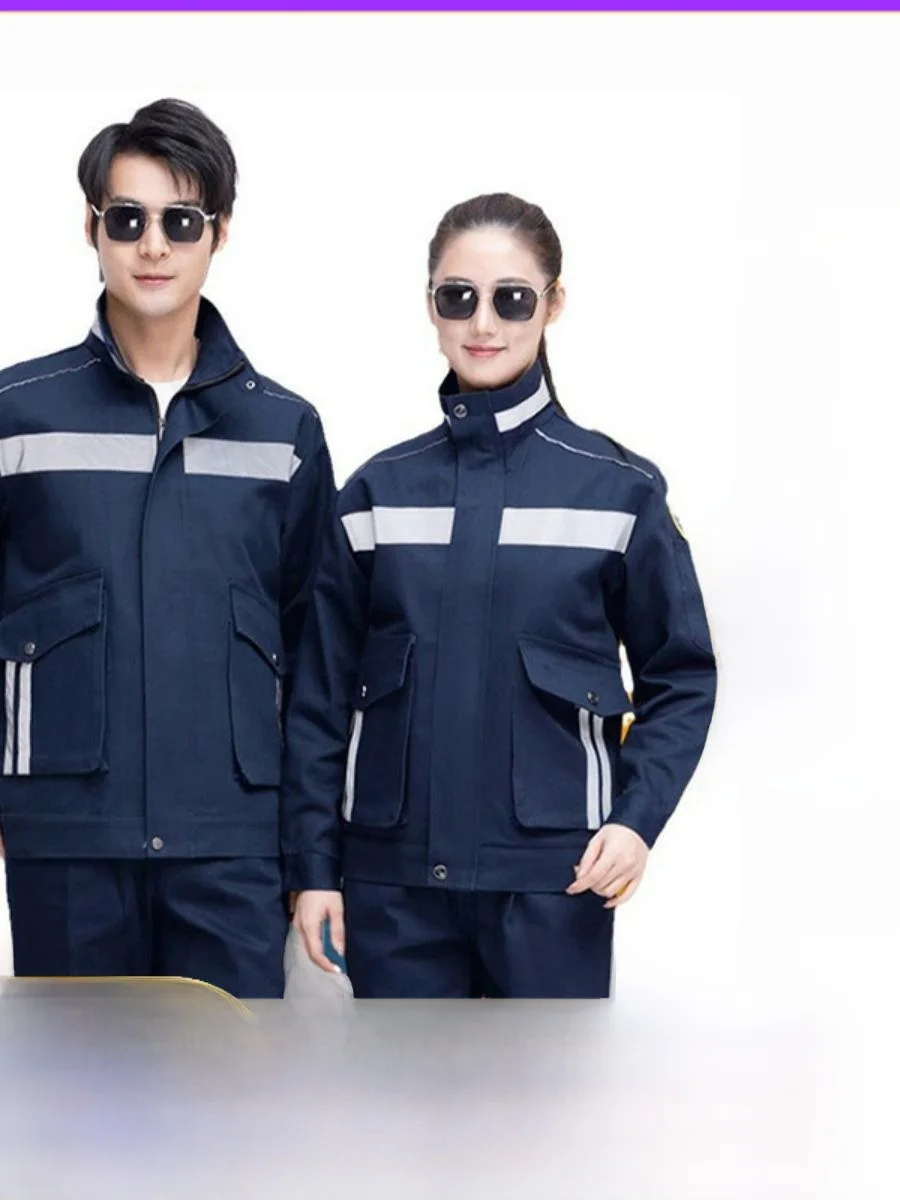 

Thiened Pure Cotton Work orm Set Anti-Heat Flame-Retardant Protective Suit for Welding Steel ing High Temperature Re...