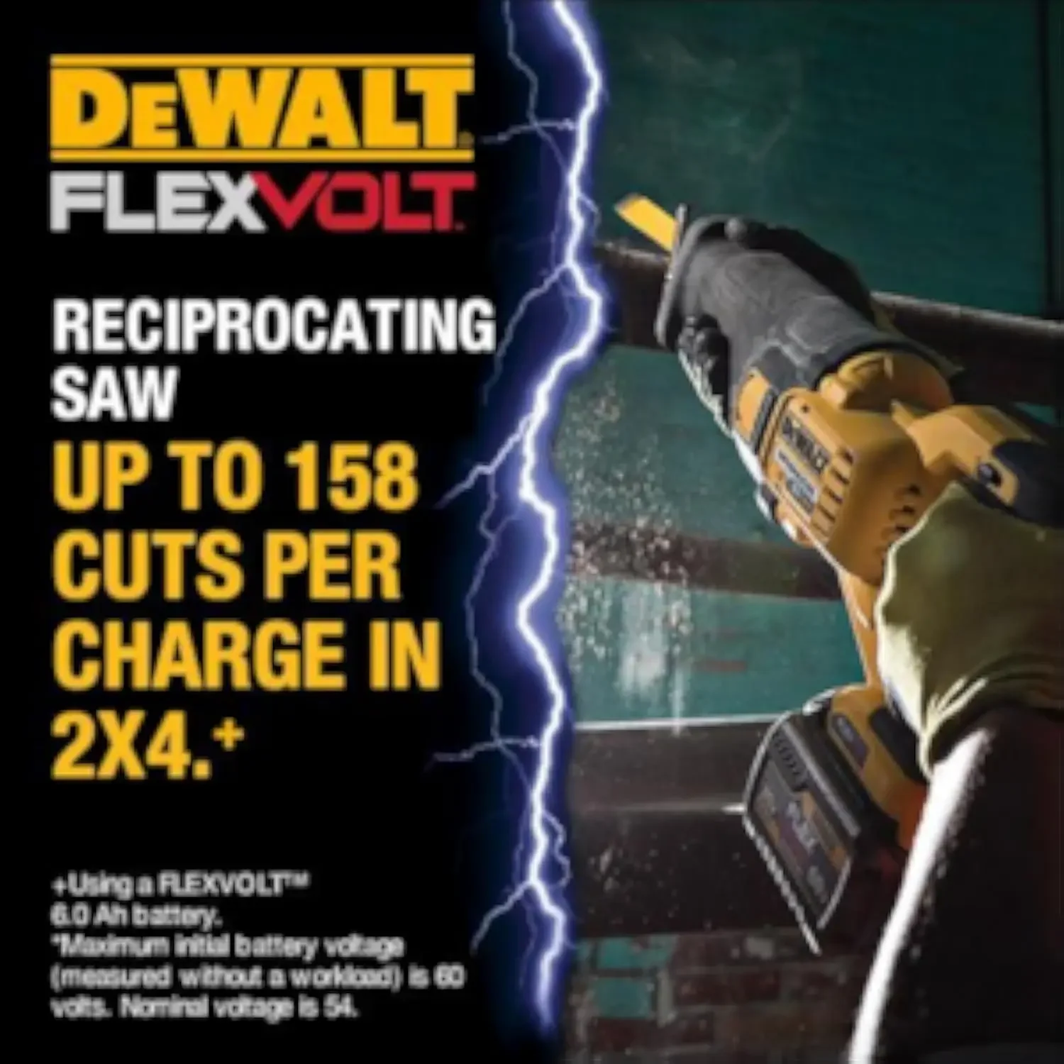 DEWALT FLEXVOLT 60V MAX* Cordless Reciprocating Saw, Tool Only (DCS388B)