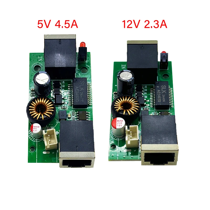 48V to 5V/12V Active Isolated PoE Splitter IEEE802.3af/at DC out 12/5V 27w  2.5G/10/100/1000M