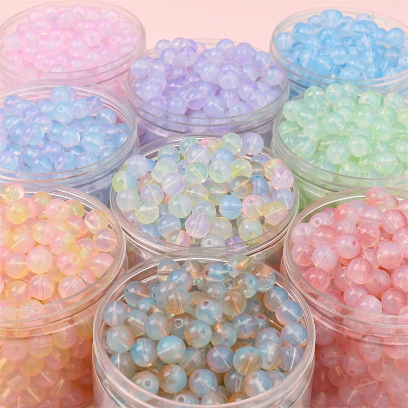 30pcs 10mm Delicate Colorful Opal Glass Round Beads for Women\'s Necklace Bracelet DIY Jewelry Craft Making Accessories