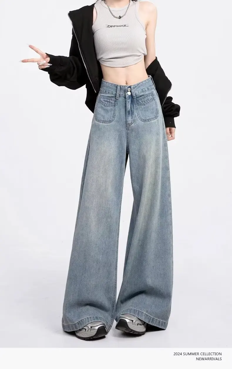 High Waist Baggy Jeans Streetwear Pant Wide Leg Jeans Women New Korean Dongdaemun 2024 Pants Y2k Clothes Women's Clothing