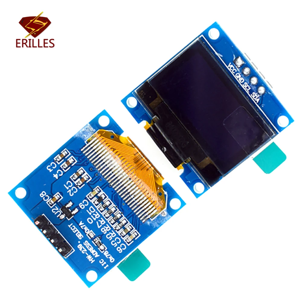 Módulo de Display Digital para Arduino, Placa de Tela LCD, LED IIC Serial, Branco, Azul, Amarelo-Azul, GND, VDD, SCK, SDA, 0.96