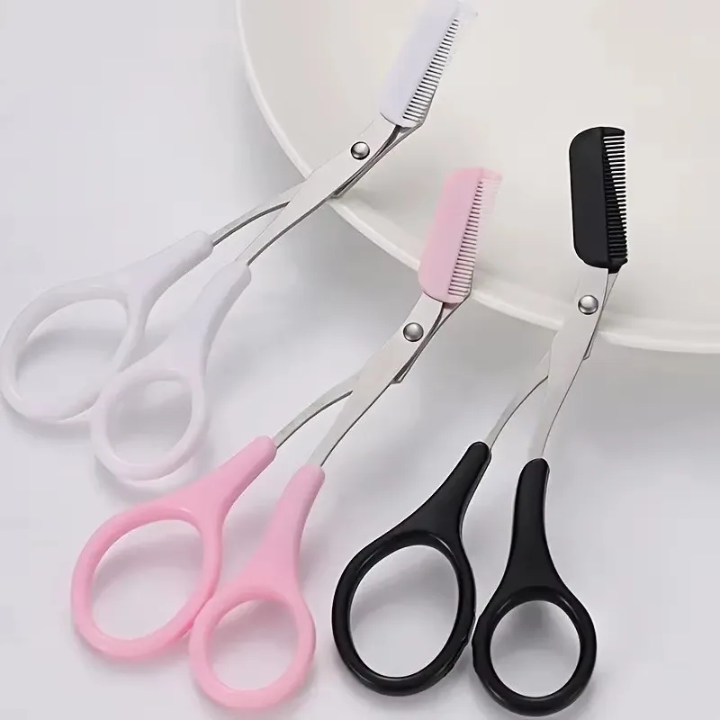 1/3pcs Stainless Steel Eyebrow Trimming Scissors With Comb, Safe Eyebrow Trimming Makeup Tool, Precise Of Perfect Eyebrow Shap