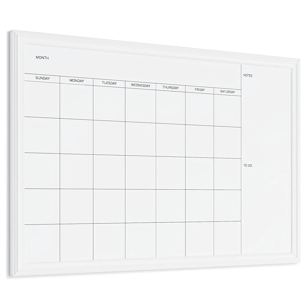

Магнитная доска-календарь для сухого стирания, 30 x 20 дюймов, белая рамка под дерево, в комплекте магниты