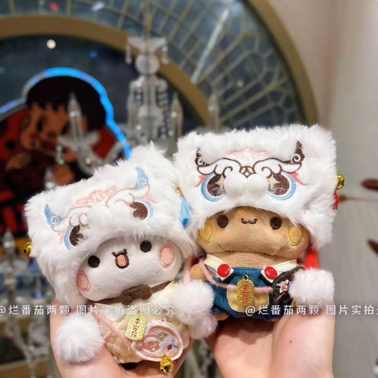 이어 부부 사자춤 플러시 인형 10cm 20cm 귀여운 행운의 중국 설날 커플 키체인 펜던트 봉제인형 연인 선물