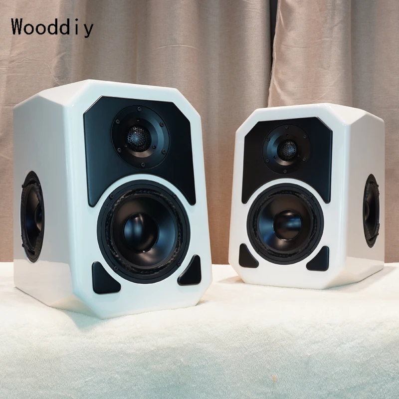 Wooddiy 6.5 Inch One Pair Speaker Cabinet Two-way HIFI DIY Speaker White Gloss Painting Enclosures PTT Panda6.5 Vibration Plate