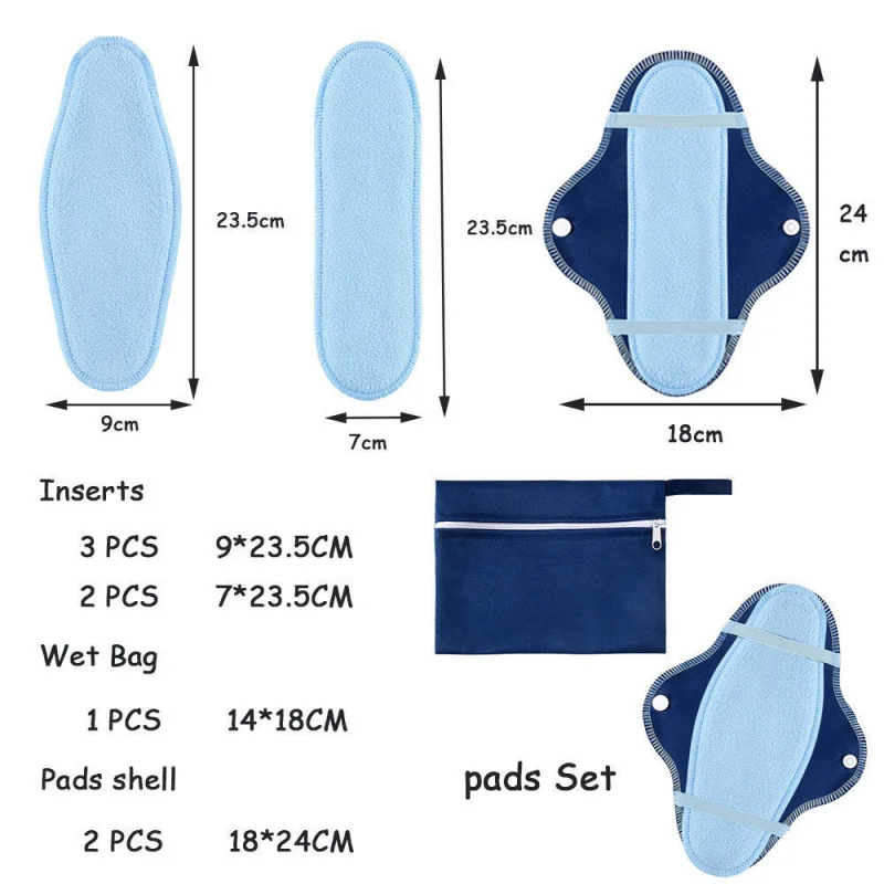 Washable Fleece Sanitary Pads for Women Eco-Friendly Cloth Menstrual Pads Reusable Incontinence Pads for Period Leakage