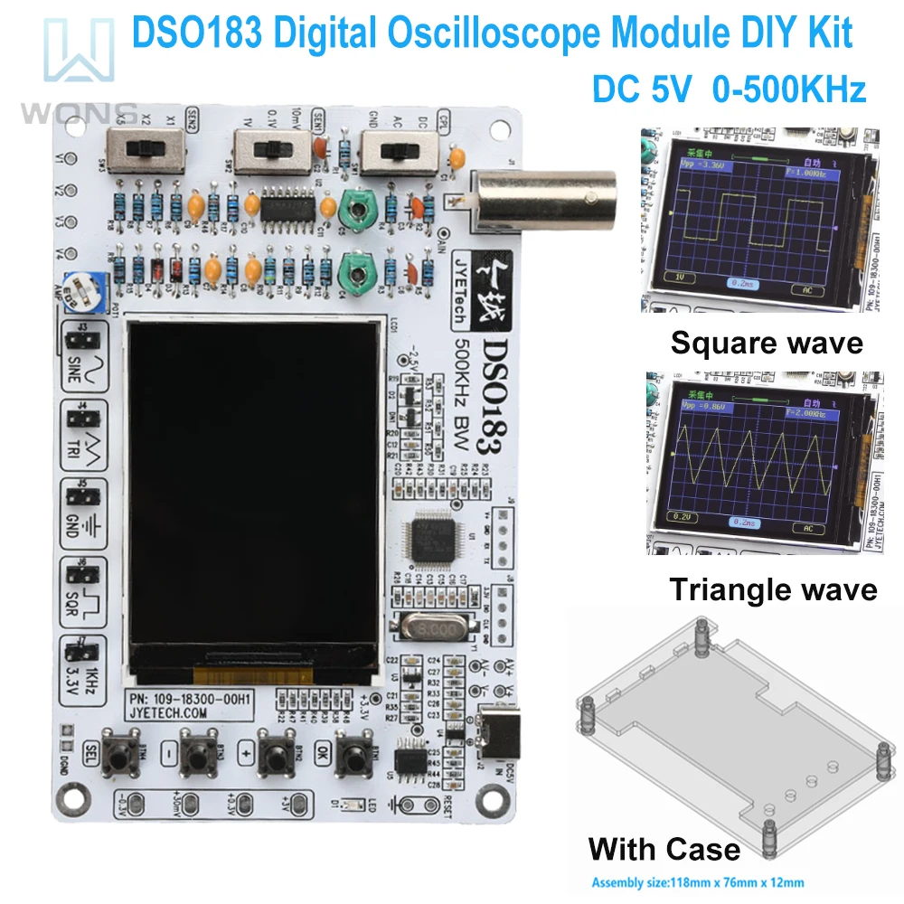 Module d'oscilloscope numérique DSO183, kit de production électronique DIY, pièces détachées pour l'enseignement et la formation pratique, DC 5V 0-500KHz Type C