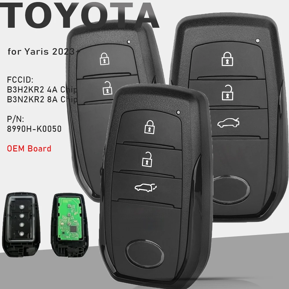 

KEYECU OEM PCB P/N: 8990H-K0050, FCCID: B3H2KR2 4A Chip, B3N2KR2 8A Chip 433MHz Smart Remote Key Fob для Toyota Yaris 2023+