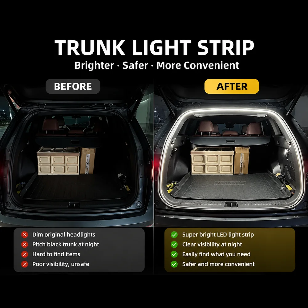 2M/4M LED Car Tailgate Light Strip Multi Color Car Trunk Atmosphere Light For Night Camping Decoration