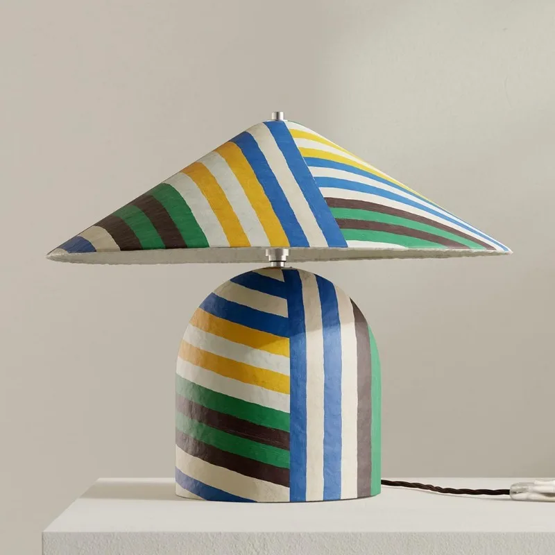 

Mushroom striped table lamp Macaron table lamp Bedroom bedside living room table lamp