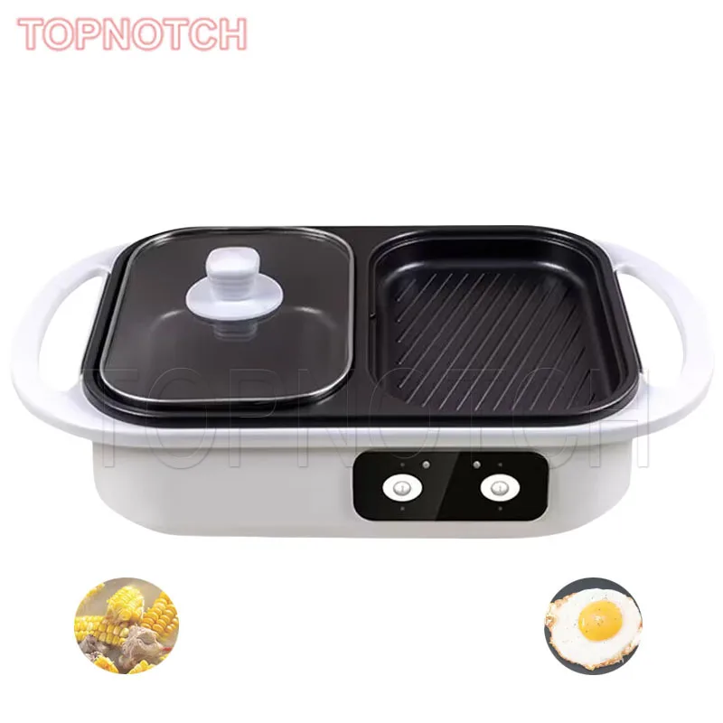 

Household Electric Hot Nonstick 1300w Multifunction Double Disc Design Portable Cooking Pot Barbecue Grill Electrical