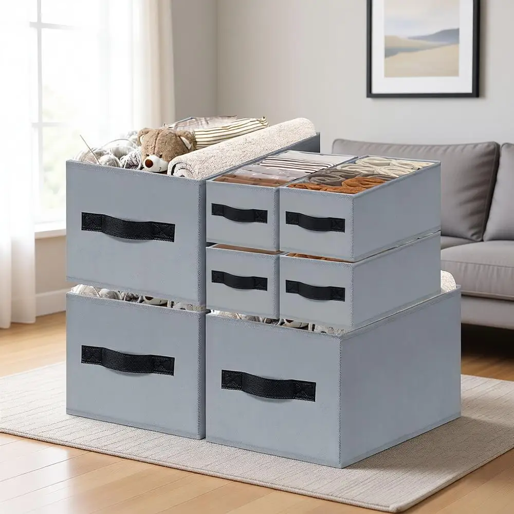 

Набор из 7 органайзеров для шкафа с 2 размерами контейнеров для домашнего хранения и организации вещей