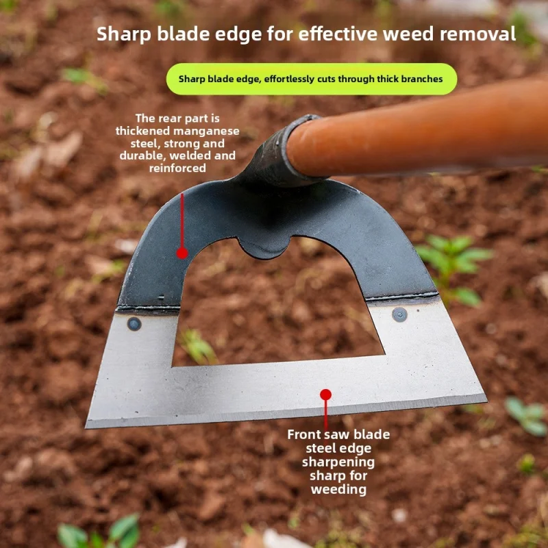 Thickened Manganese Steel Hollow Weeding Hoe, Wide Vintage Farm Hoe Multifunctional Household Weeding Soil Loosening
