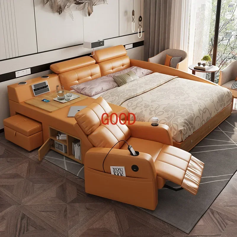 Modern Luxury Double Bed Projector Massager Multifunctional Comferter Beds King Size Camas De Dormitorio Bedroom Furniture