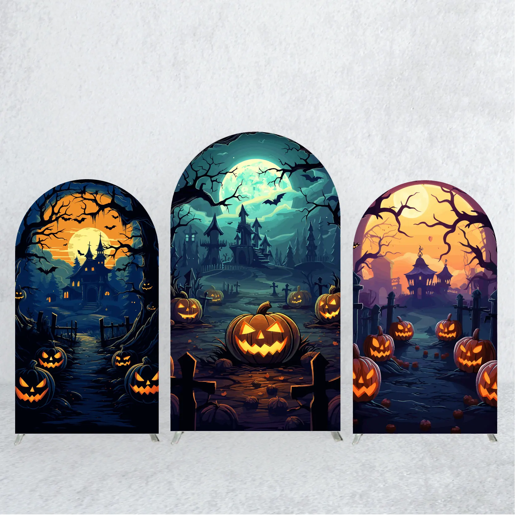 

Halloween Party Supplies Arch Backdrop Covers Spandex Fabric Hallowmas Photo Background Decoration Props for Metal Arch Stands