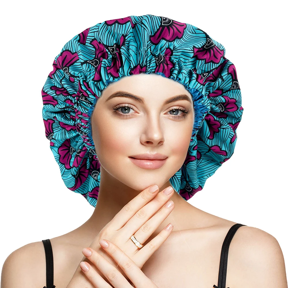 New Extra Large Satin Lined Bonnet Women Big Size Beauty Print Satin Silk Bonnet Sleep Night Cap Head Cover Bonnet Hat Wholesale