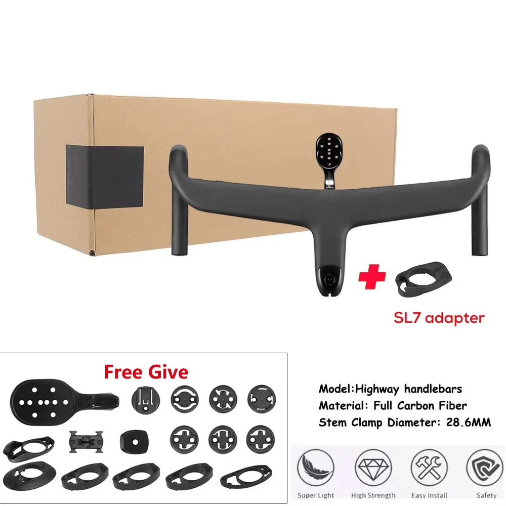 

2025 NEW For Sl7 Sl8 Full Internal Cable Routing Road Bicycle Handlebar T1000 Carbon Integrated Cockpit Di2 Carbon Handlebar