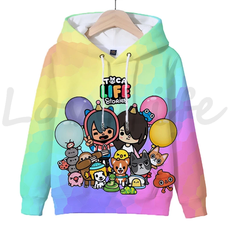 Kids Toca Life World Hoodies Children Cartoon 3D Print Sweatshirts Tops Boys Girls Long Sleeve Pullovers Autumn Sudadera Escolar