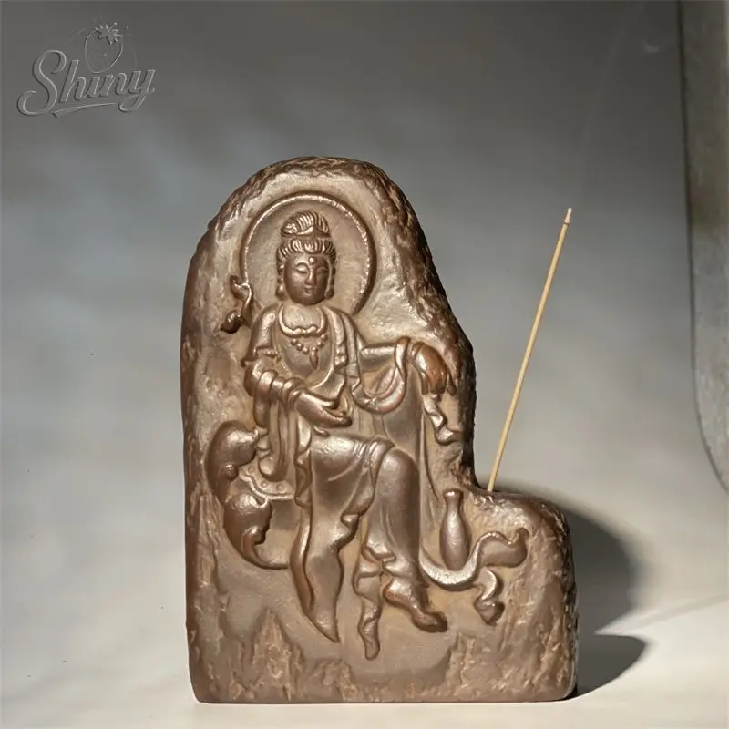 

Feng Shui Ceramics Lucky Guanyin Incense Burner Ornaments Home Office Small Offering Buddha Statue Bodhisattva Decor