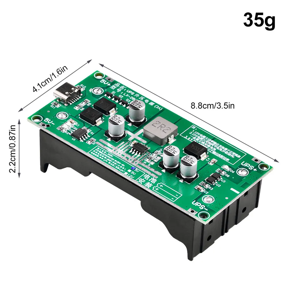 TZT Type-C 15W 3A 18650 Lithium Battery Charger Module DC-DC Boost Fast Charging UPS Power Supply/Converter 5V 9V 12V