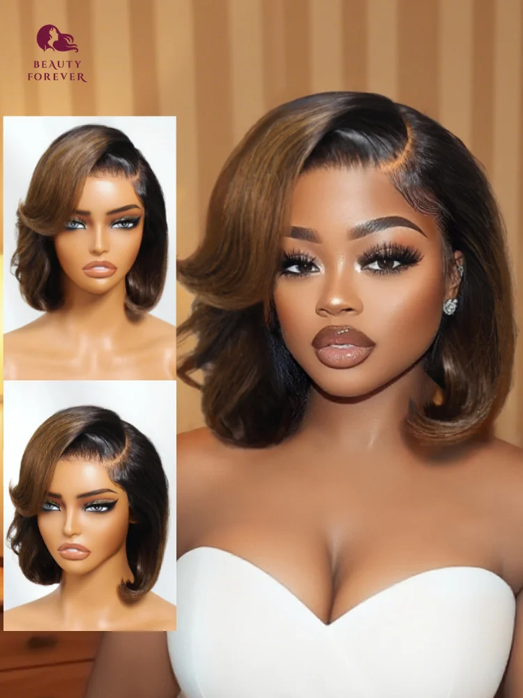 

Beauty Forever Ombre Brown Side Part Wavy BOB Wig 7x5 Bye Bye Knots 3.0 Glueless BOB Human Hair Wig With Drawstring Density 180%