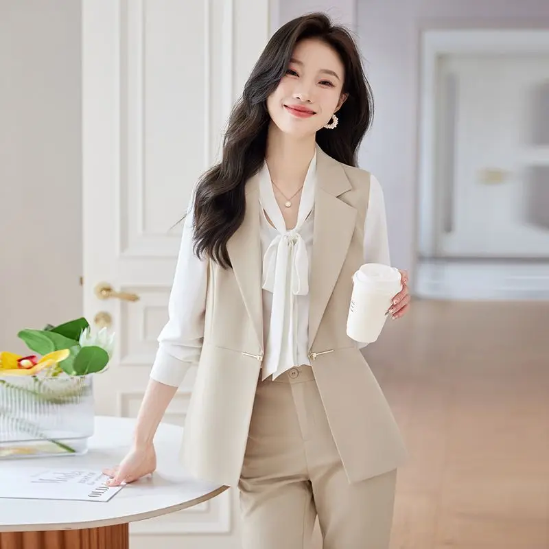 

Fashion Suit Vest Women Temperament Simple Commuting Waistcoat Spring Autumn New Ladies Casual Solid Color Versatile Blazer Vest