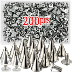 10-200 pçs prata cone studs e picos diy artesanato legal punk vestuário rebites para roupas saco sapatos de couro diy artesanato suprimentos