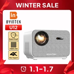 BYINTEK LOVE U12 Full HD 1080P Projektor 4K 800 ANSI Android WiFi 6 Autofokus Heimkino-Projektoren für Filmtreffen-Video