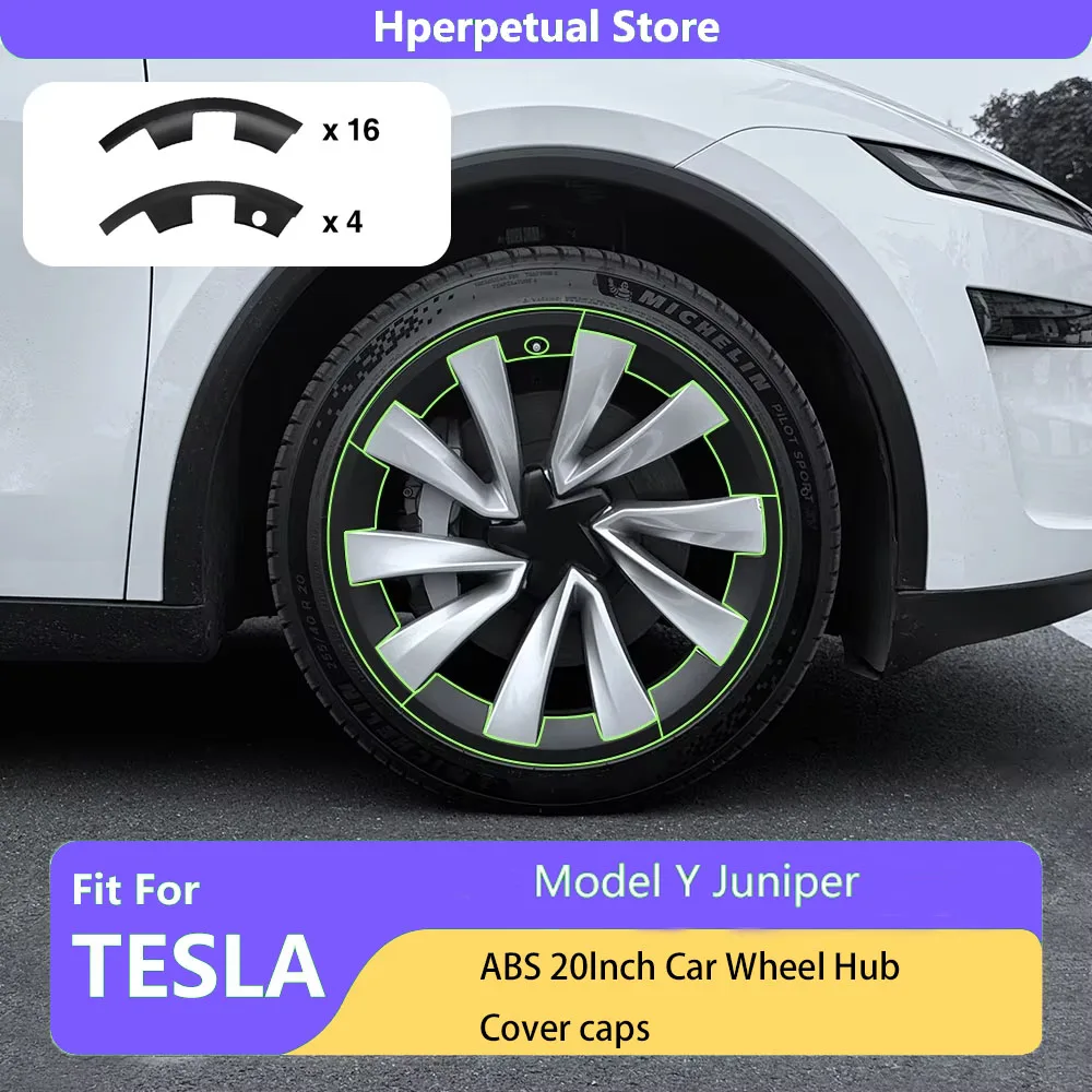 NewFor Tesla Model Y Juniper 2025 20Inch Rim Wheel Hub Patch Caps ABS Wheel Guard Cover Protectors Car Auto Exterior Accessories