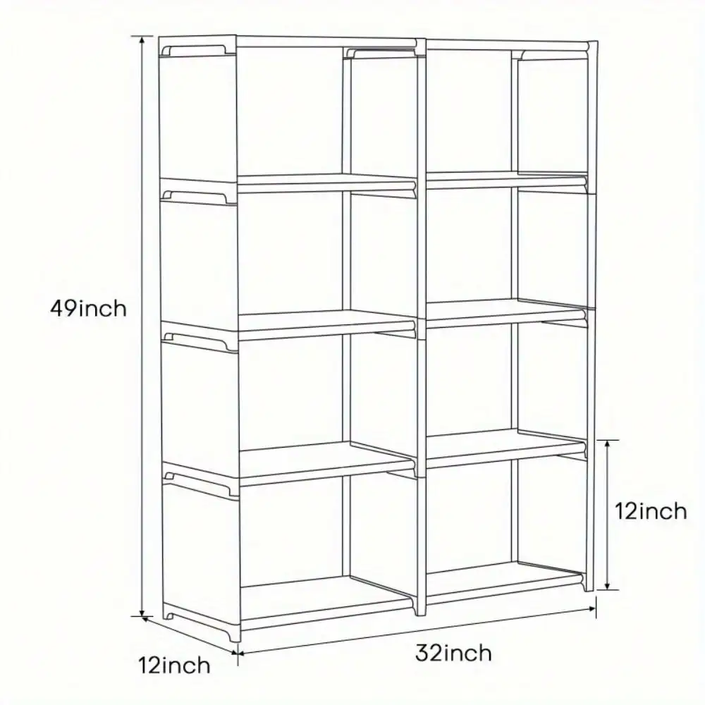 Book Shelf, 2 Rows 8 Cube Storage Organizer, DIY Bookcase, Metal Bookshelf, Tall Book case  book shelf