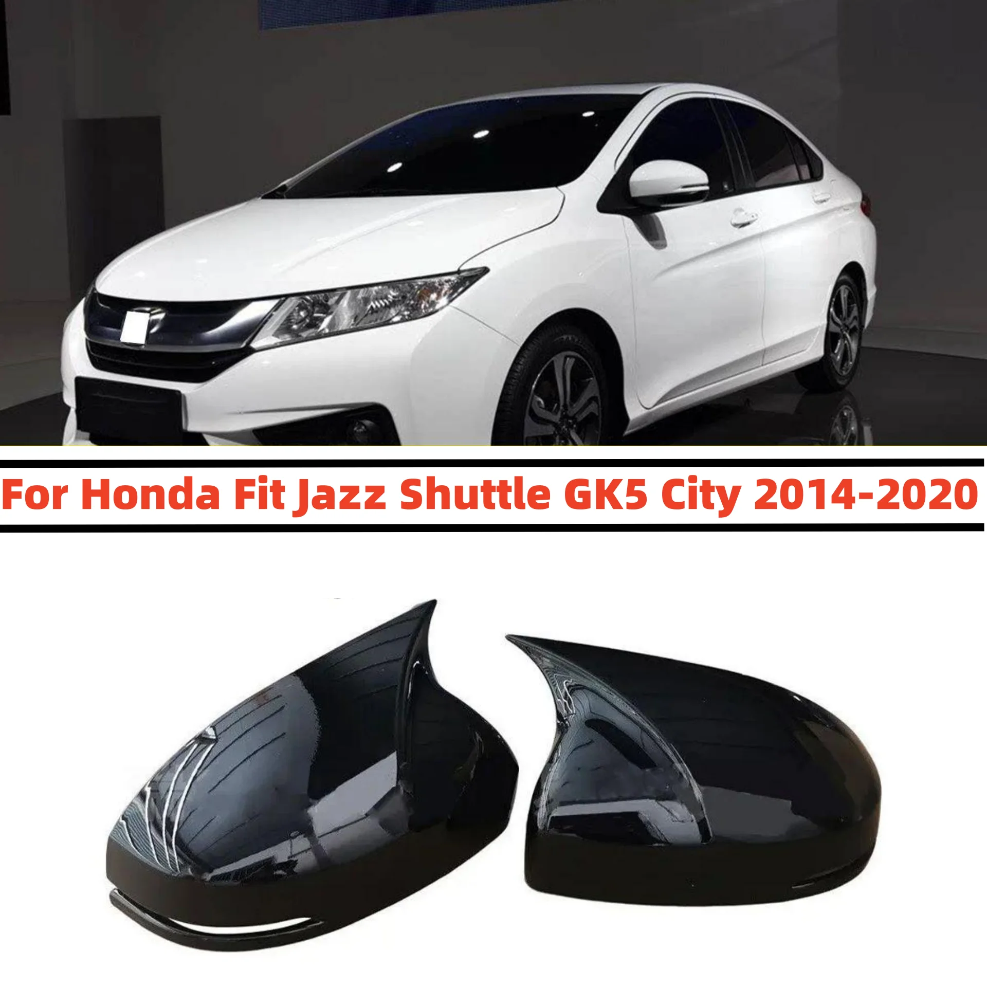 혼다 핏 재즈 GK5 GK6 셔틀 시티 2014-2020 자동차 사이드 미러 커버 스티커 윙 캡 외부 도어 케이스 트림