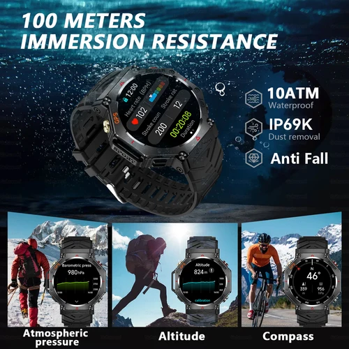 Imagen 2 del producto Reloj inteligente militar t-rex 3 bulit-in GPS brújula altímetro barométrico 10ATM IP69K impermeable AMOLED Bluetooth llamada reloj inteligente