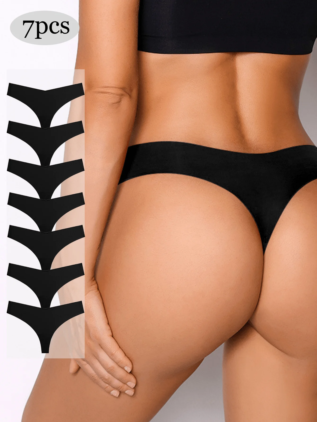 

7PCS Women's Solid Panties Seamless Underwear Panties Solid Briefs Mid Rise Sexy V-Cut Waist Comfort Breathable Women's Lingerie