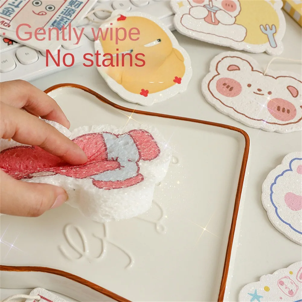 Sponge Wipe Cleaning Compressed 2023 Kitchen Accessories Kitchen Sponge Wipe Cute Lovely Wood Pulp Cotton Cleaning Tools Home