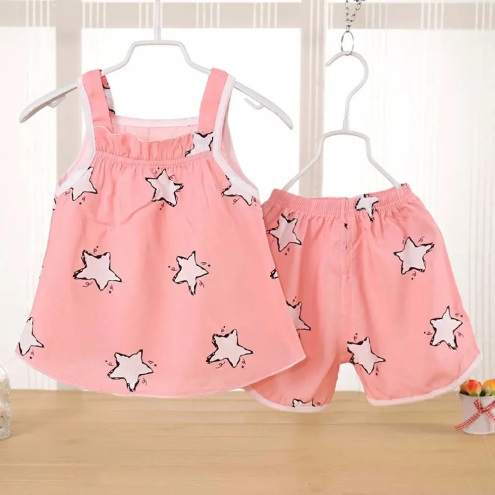 Summer Baby Dress 2Pcs Girls Fashion Infantile Sleeveless Dresses Set Cotton Children\'s Clothes Kids Clothing Princess Dress