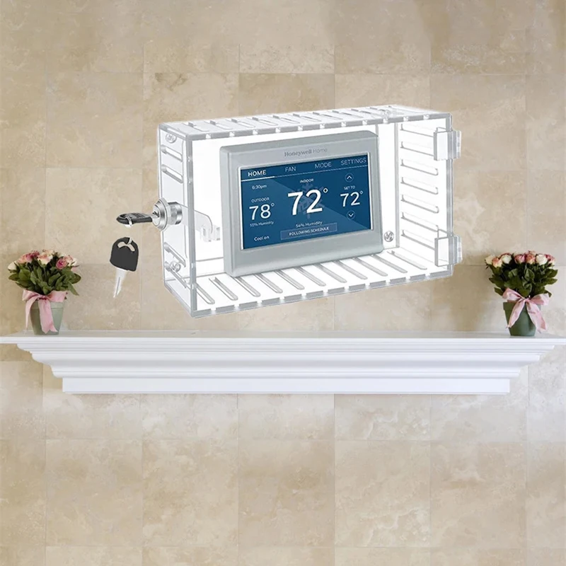 

Universal Thermostat Lock Box With Key,Clear Large Thermostat Cover For Thermostat On Wall,Thermostat Guard Fits Thermostats