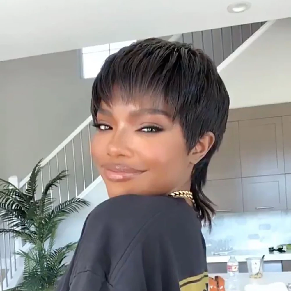 ピクシーカットウィッグ 100%人毛 ショート人毛ウィッグ 生え際がプレプラッキングされたブラジル産バージンヘア 黒人女性向け 機械製