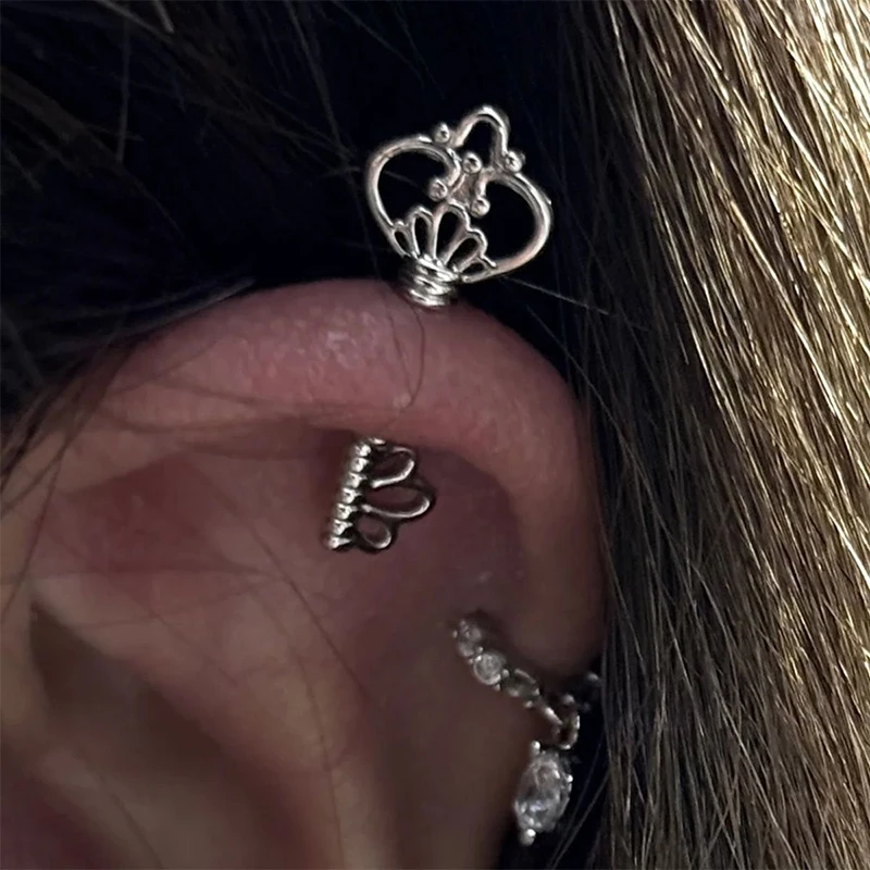 Helix Design Sense Niche Hollow Key Ear Bone Nail Titanium Steel Twist Screw Sleeping Non Removable Unique Ear Nail Accessories
