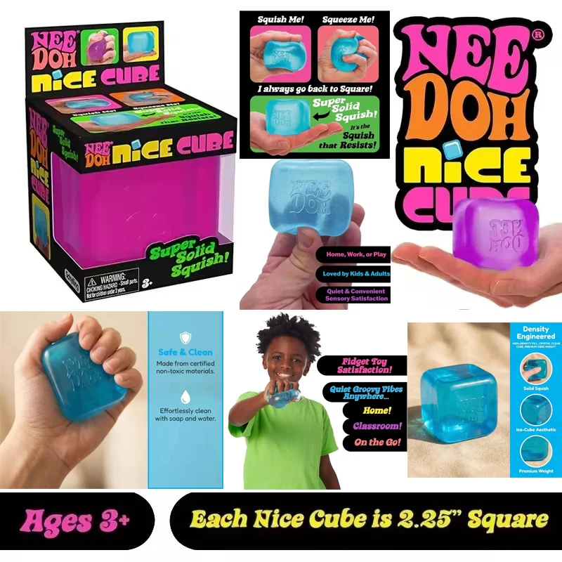 In Stock Squishy Schylling Needoh Nice/* Cube Sensory Toy Anti-Stress Stress Relief Jigsaw Pressure Relief Souvenir for Kids 말랑이