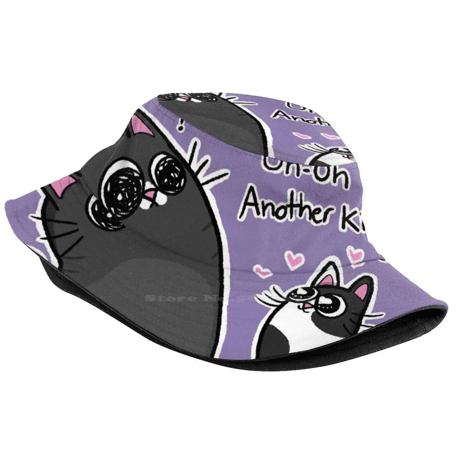 Uh - Oh Another Kitty Korean Caps Funny Beach Bucket Hats Kitty Black Cat Grey Cat Cat Eyes Cat Lovers Cat Mom Cat Dad Kitten