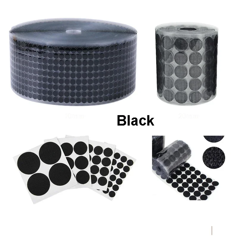 100Pairs Round Self Adhesive Dots with Strong Glue Black and White Nylon Self Adhesive Fastener Disc 10mm,15mm,20mm,25mm,30mm