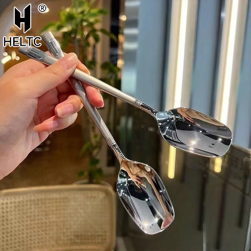 10Pcs Stainless Steel Long Handle Stir Spoon Creative Ice Cream Dessert Scoop Cocktail Coffee Tea Mixing Spoon Flatware