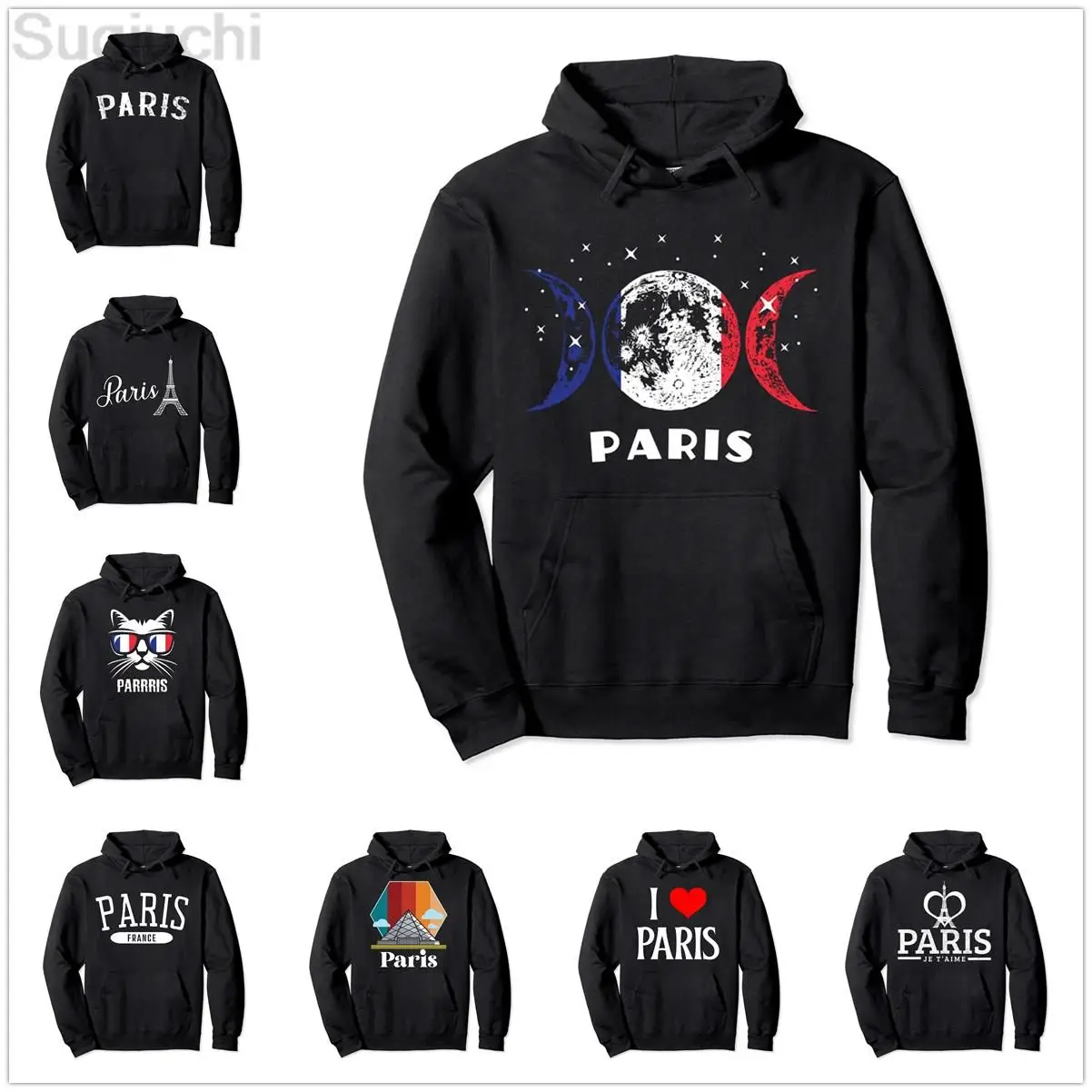 France Paris Moon Take me to paris Pullover Hoodie Men Women Unisex Cotton Hoodies Man Hip Hop Style Sweatshirt