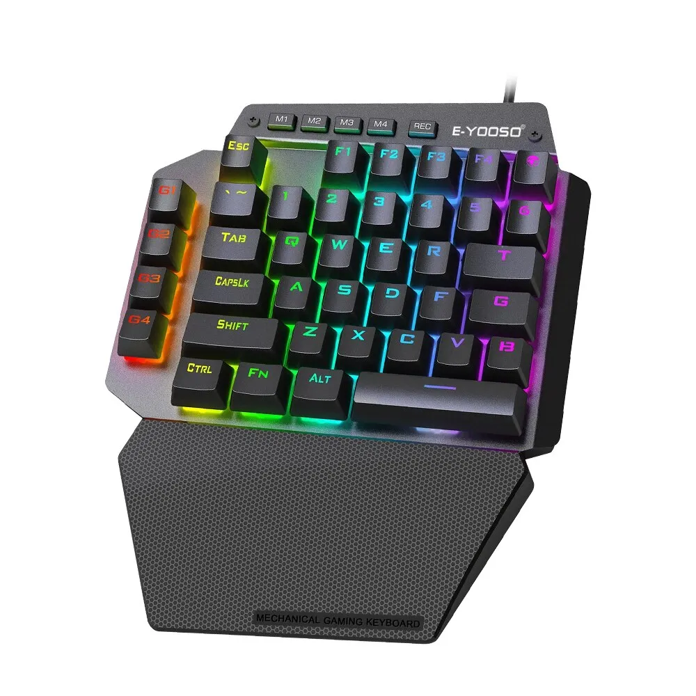 E-YOOSO K700 RGB One-handed Mechanical Gaming Wired Keyboard Red Switch 44 Key Programmable Games for Computer PC Laptop