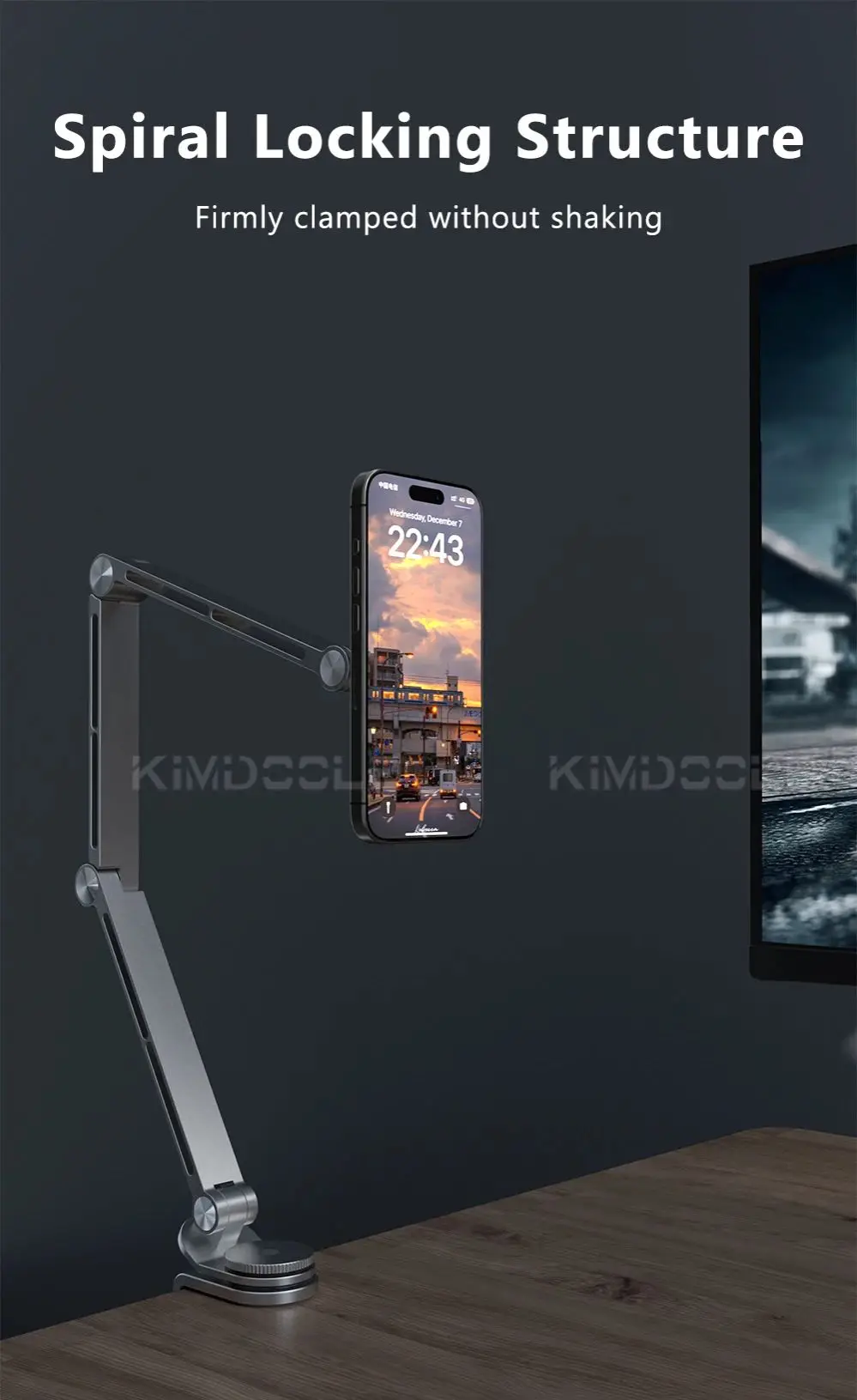 Kimdoole iPad Galaxy Xiaomi Tablet Kindle Tablet Desktop Adjustable Rotating Display Stand Magnetic Bed Phone Stand Clip Mount image 2